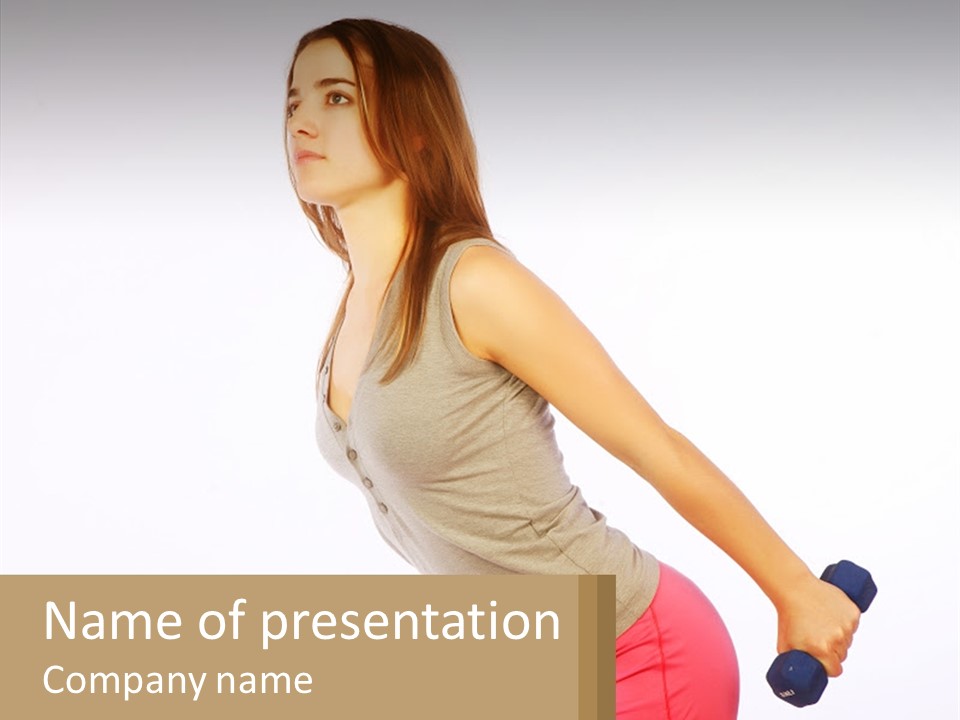 A Woman With A Dumbbell Powerpoint Presentation Template PowerPoint Template