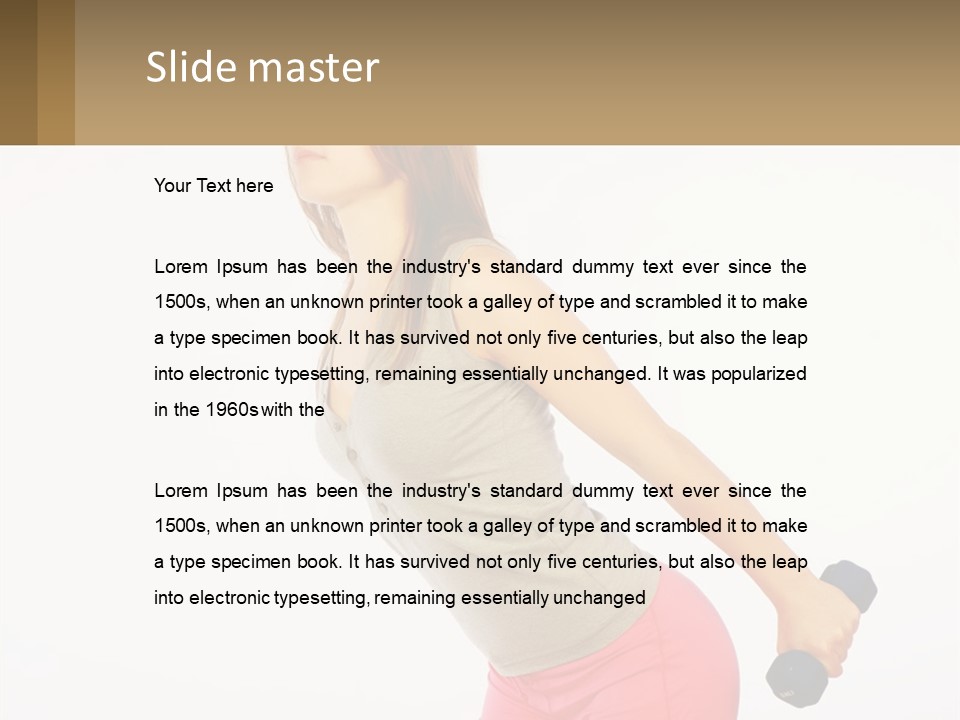 A Woman With A Dumbbell Powerpoint Presentation Template PowerPoint Template