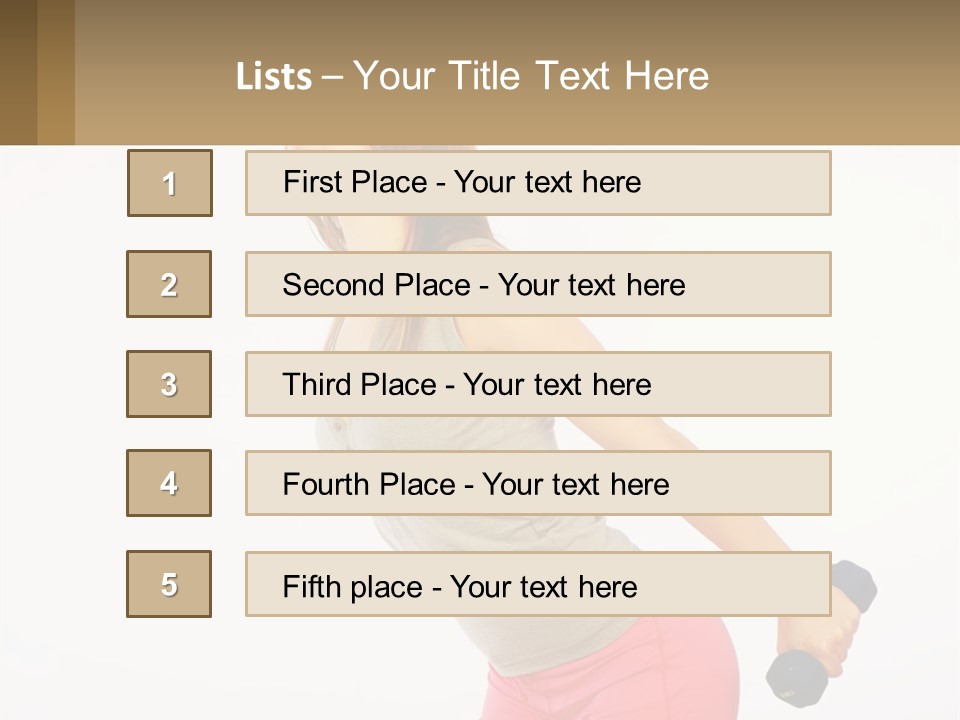A Woman With A Dumbbell Powerpoint Presentation Template PowerPoint Template