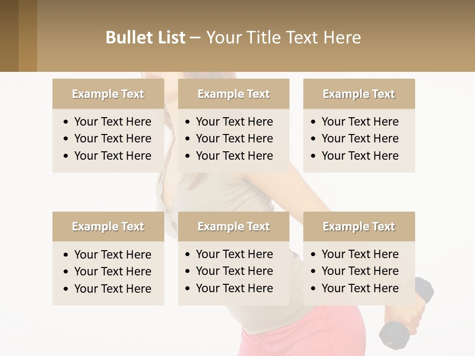 A Woman With A Dumbbell Powerpoint Presentation Template PowerPoint Template