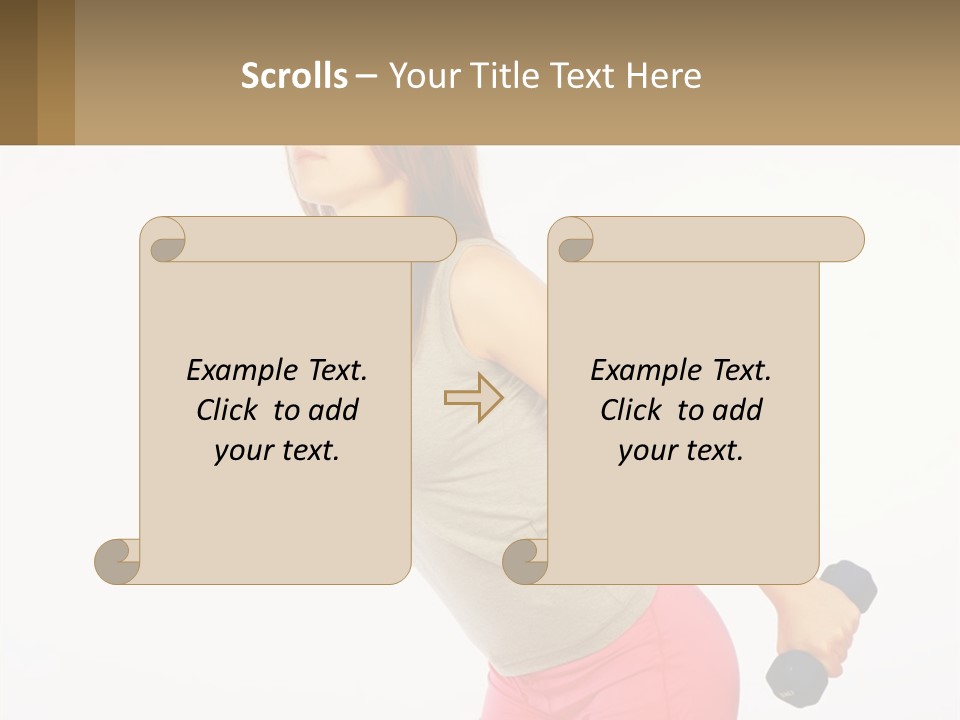 A Woman With A Dumbbell Powerpoint Presentation Template PowerPoint Template