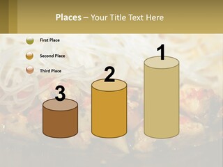 A Plate Of Food With Noodles And Meat PowerPoint Template