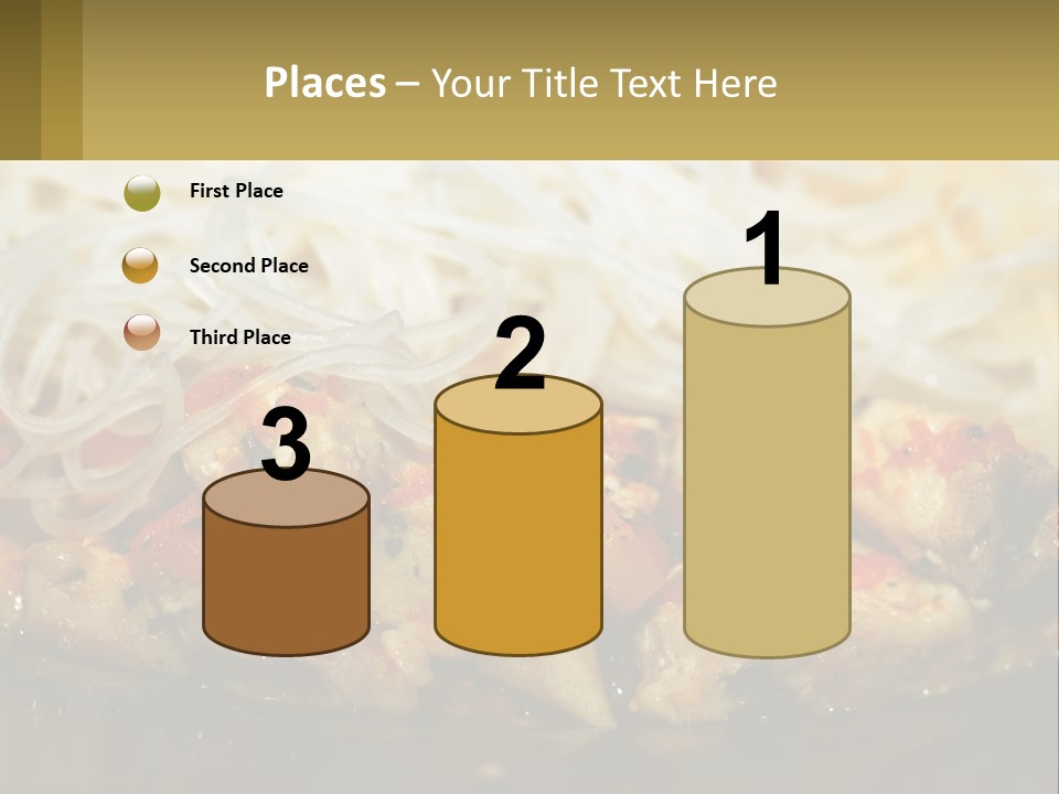 A Plate Of Food With Noodles And Meat PowerPoint Template