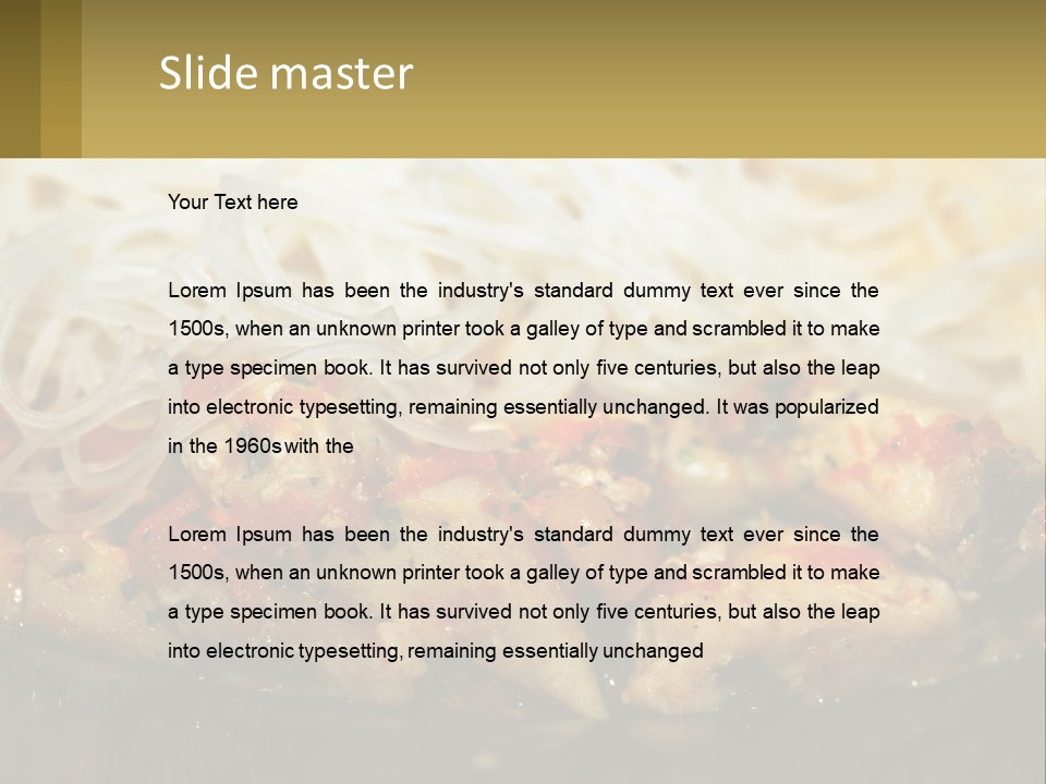 A Plate Of Food With Noodles And Meat PowerPoint Template