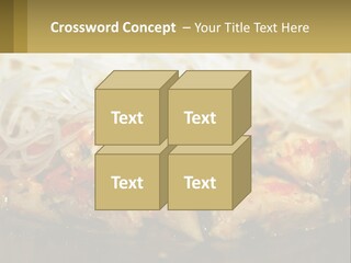 A Plate Of Food With Noodles And Meat PowerPoint Template