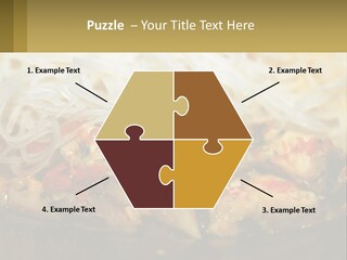 A Plate Of Food With Noodles And Meat PowerPoint Template