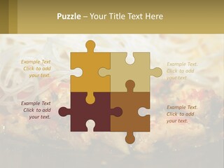 A Plate Of Food With Noodles And Meat PowerPoint Template