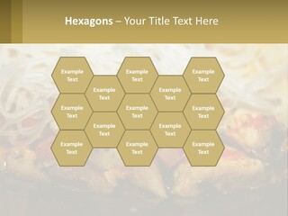 A Plate Of Food With Noodles And Meat PowerPoint Template