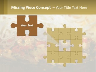 A Plate Of Food With Noodles And Meat PowerPoint Template