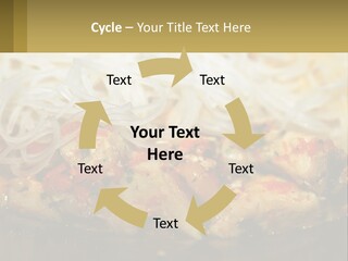 A Plate Of Food With Noodles And Meat PowerPoint Template