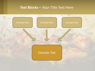 A Plate Of Food With Noodles And Meat PowerPoint Template