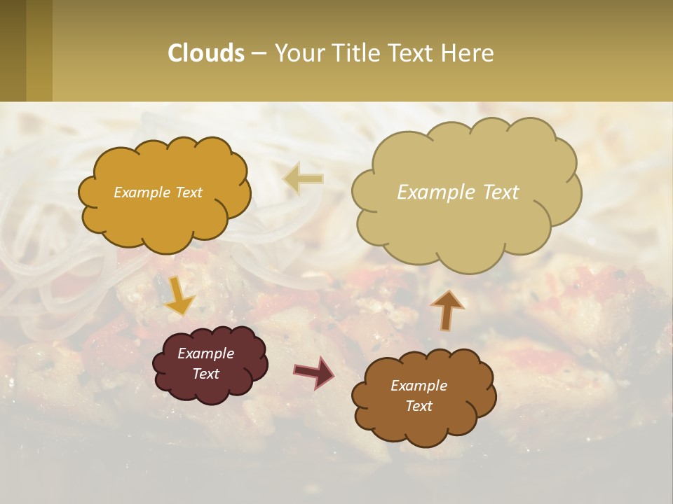 A Plate Of Food With Noodles And Meat PowerPoint Template