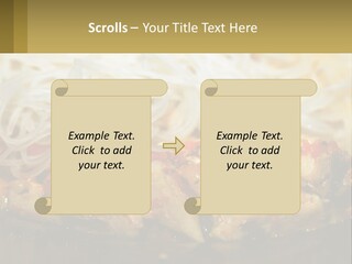 A Plate Of Food With Noodles And Meat PowerPoint Template