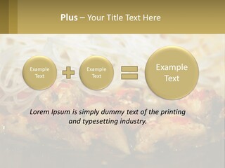 A Plate Of Food With Noodles And Meat PowerPoint Template