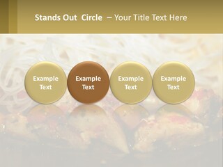 A Plate Of Food With Noodles And Meat PowerPoint Template