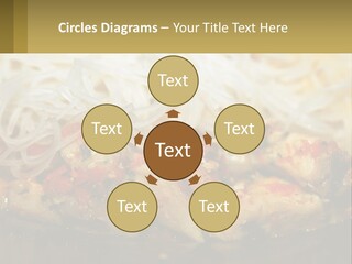 A Plate Of Food With Noodles And Meat PowerPoint Template