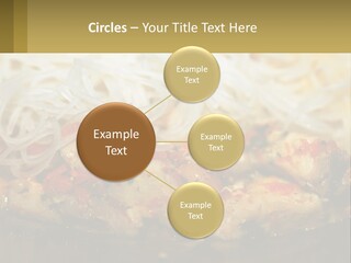 A Plate Of Food With Noodles And Meat PowerPoint Template