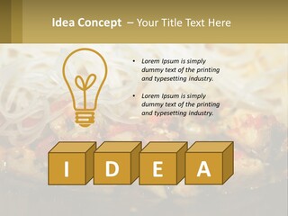 A Plate Of Food With Noodles And Meat PowerPoint Template