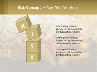 A Plate Of Food With Noodles And Meat PowerPoint Template