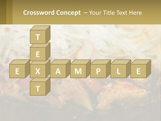 A Plate Of Food With Noodles And Meat PowerPoint Template