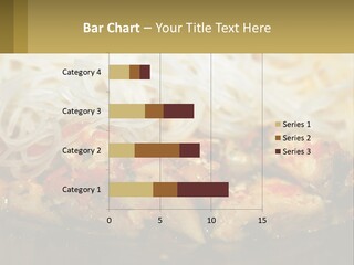 A Plate Of Food With Noodles And Meat PowerPoint Template