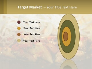 A Plate Of Food With Noodles And Meat PowerPoint Template