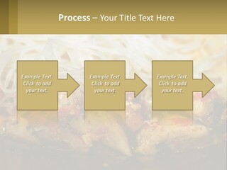 A Plate Of Food With Noodles And Meat PowerPoint Template