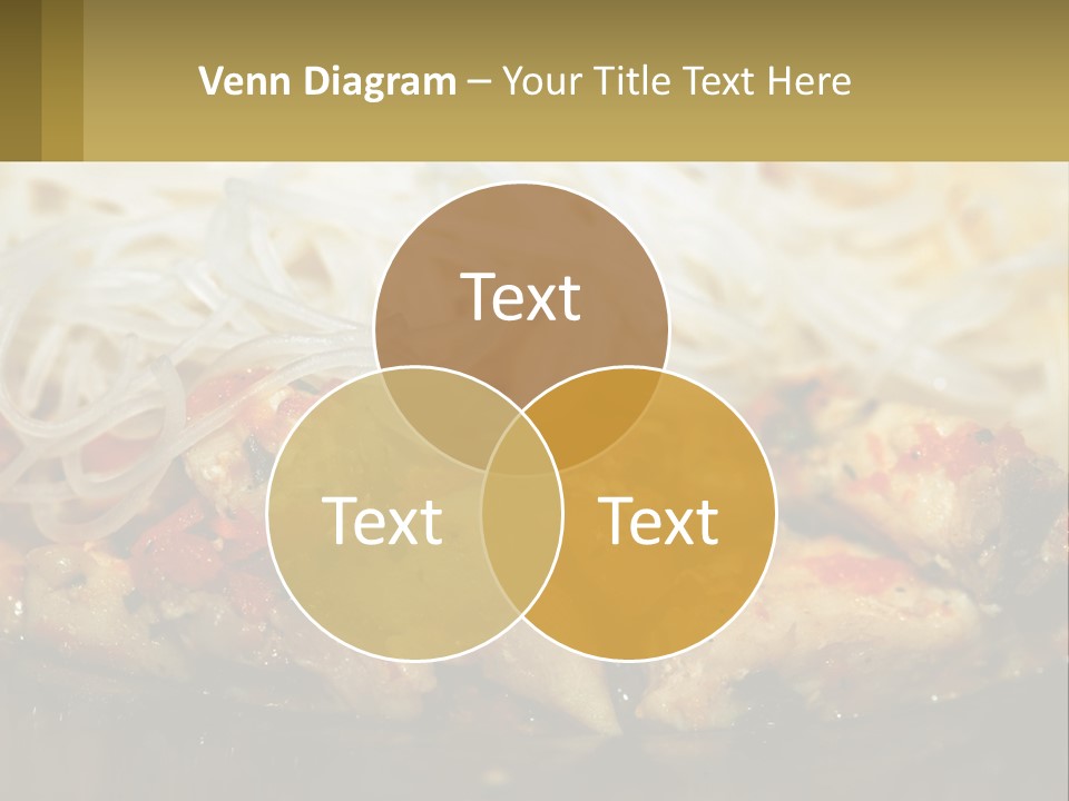 A Plate Of Food With Noodles And Meat PowerPoint Template