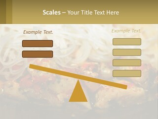 A Plate Of Food With Noodles And Meat PowerPoint Template