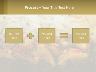 A Plate Of Food With Noodles And Meat PowerPoint Template