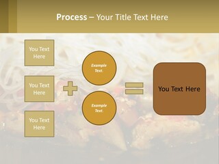 A Plate Of Food With Noodles And Meat PowerPoint Template
