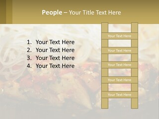 A Plate Of Food With Noodles And Meat PowerPoint Template