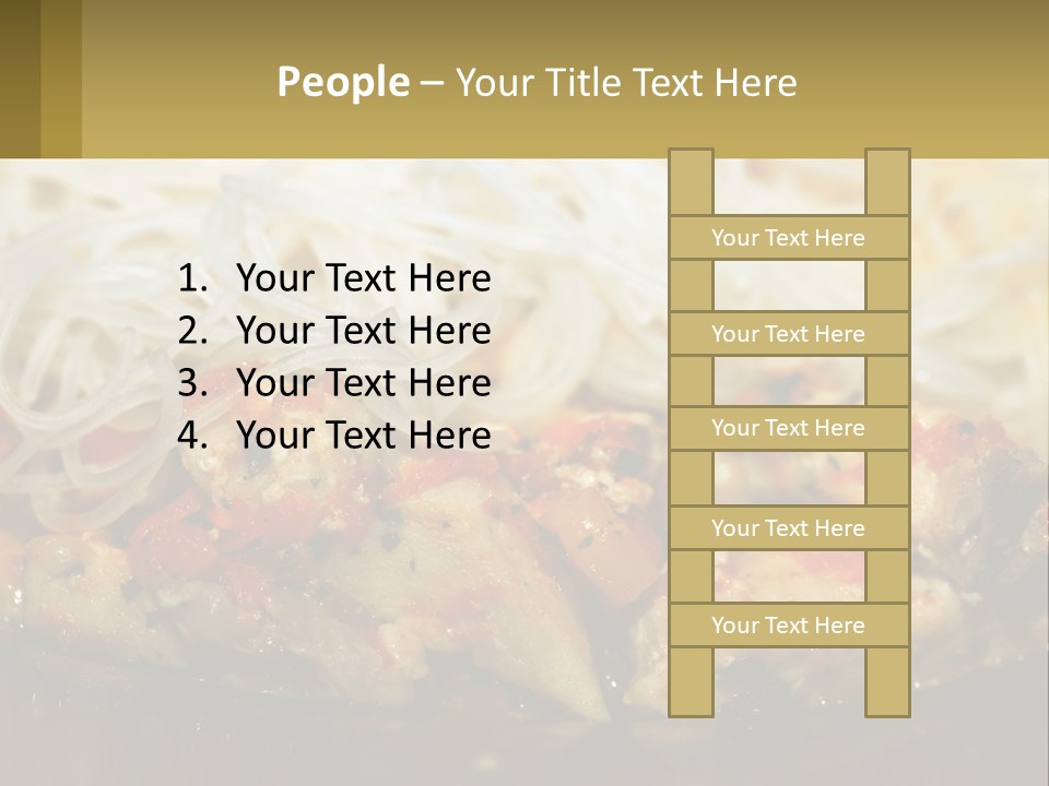 A Plate Of Food With Noodles And Meat PowerPoint Template