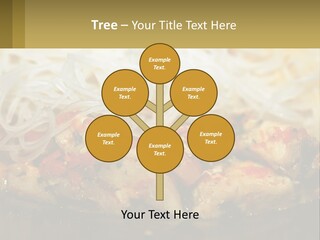 A Plate Of Food With Noodles And Meat PowerPoint Template