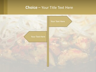 A Plate Of Food With Noodles And Meat PowerPoint Template