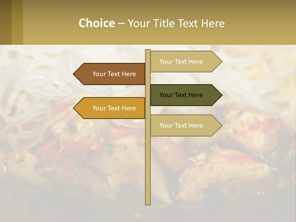 A Plate Of Food With Noodles And Meat PowerPoint Template