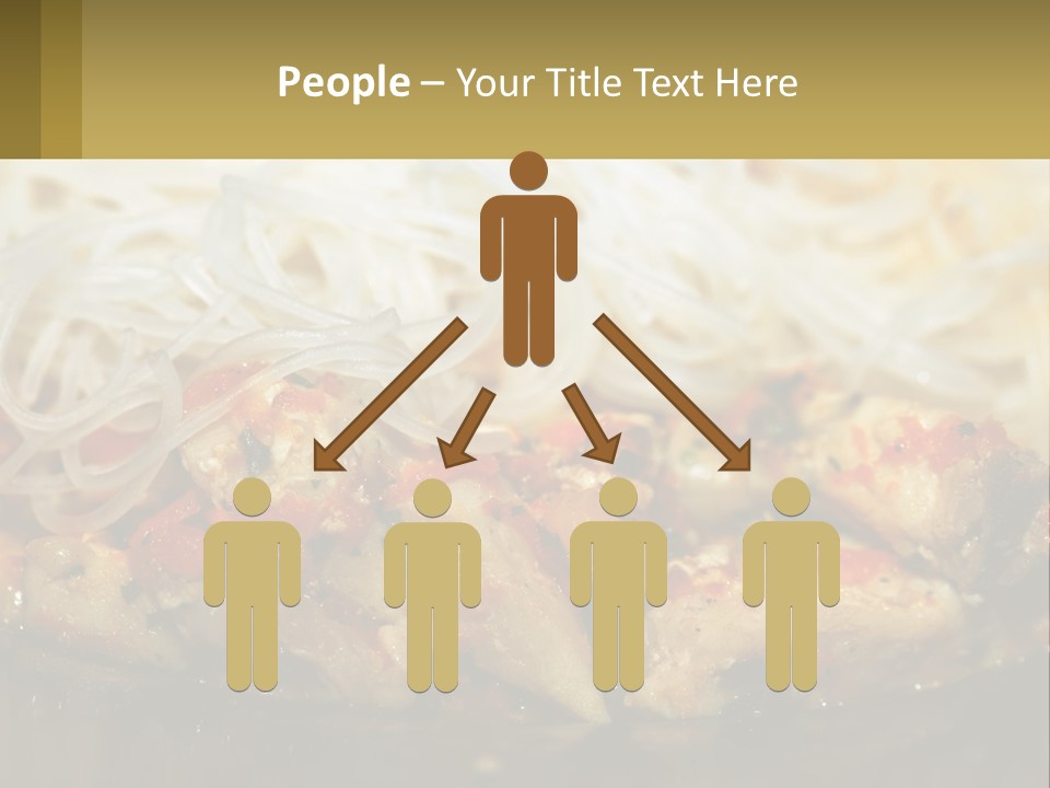 A Plate Of Food With Noodles And Meat PowerPoint Template