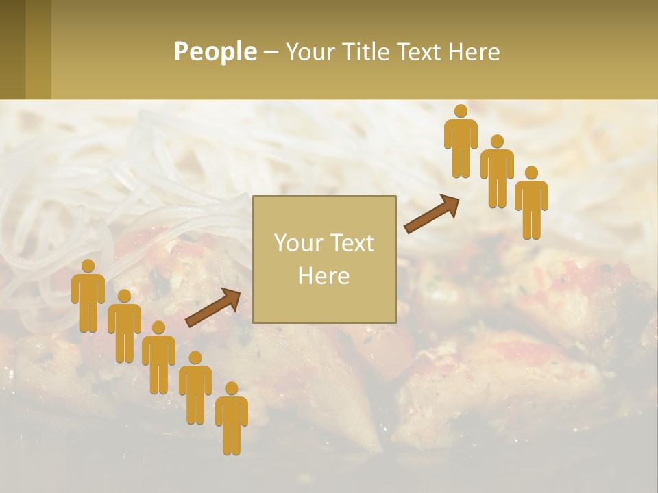 A Plate Of Food With Noodles And Meat PowerPoint Template