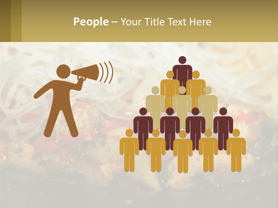 A Plate Of Food With Noodles And Meat PowerPoint Template