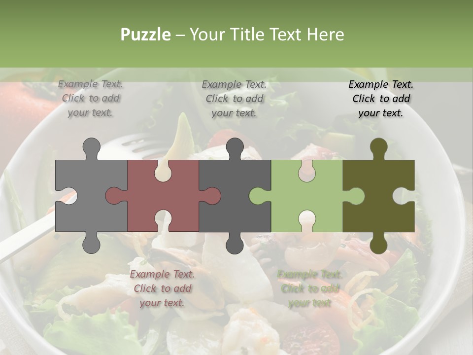 A White Bowl Filled With Salad Next To A Bottle Of Olive Oil PowerPoint Template