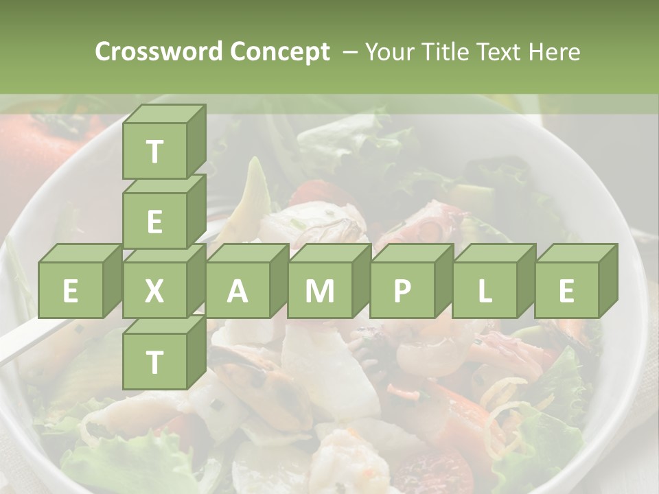 A White Bowl Filled With Salad Next To A Bottle Of Olive Oil PowerPoint Template