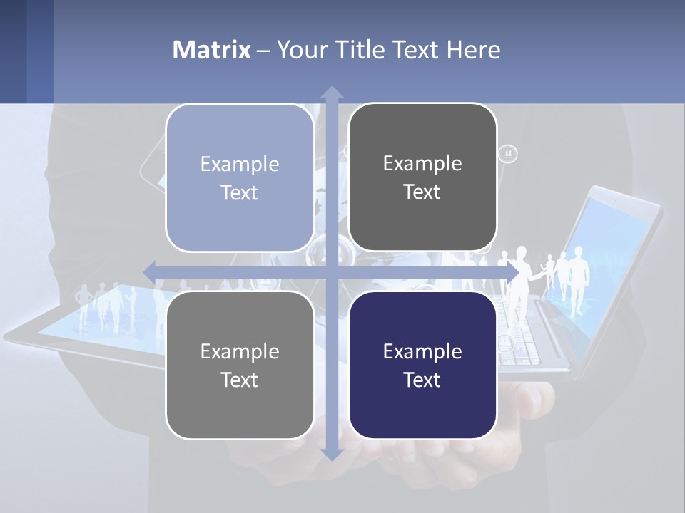 A Man In A Suit Holding A Tablet With A World Map On It PowerPoint Template