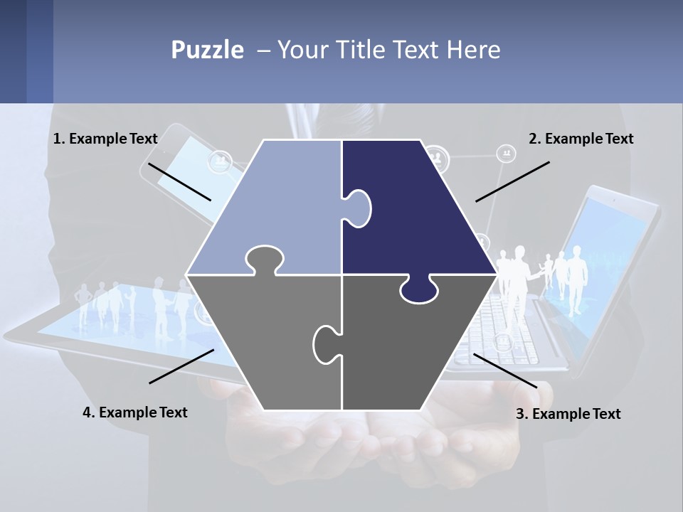 A Man In A Suit Holding A Tablet With A World Map On It PowerPoint Template