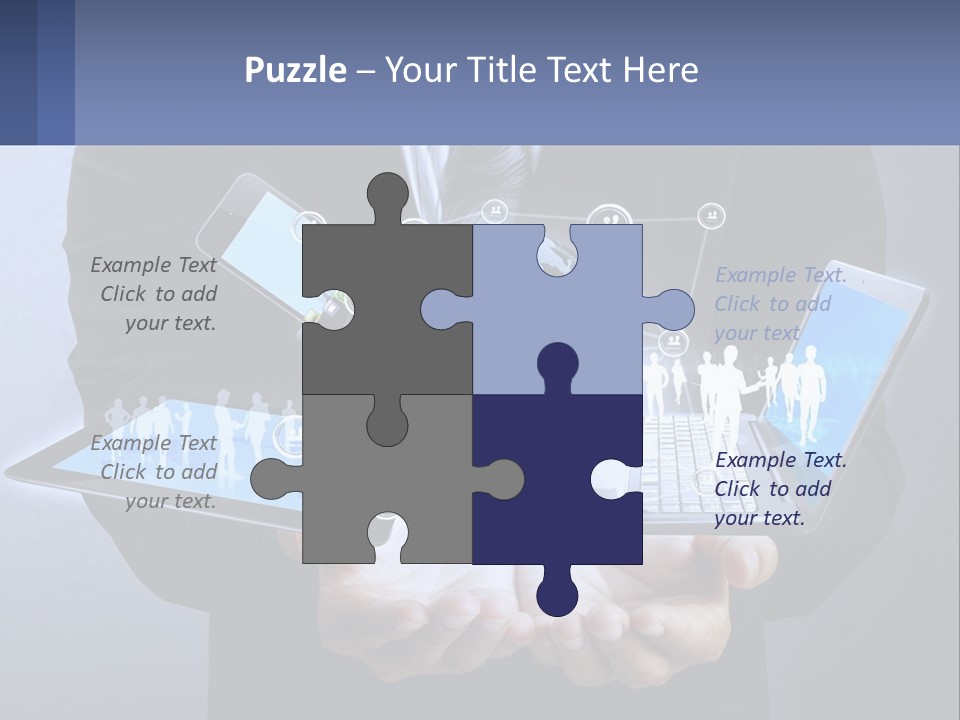 A Man In A Suit Holding A Tablet With A World Map On It PowerPoint Template