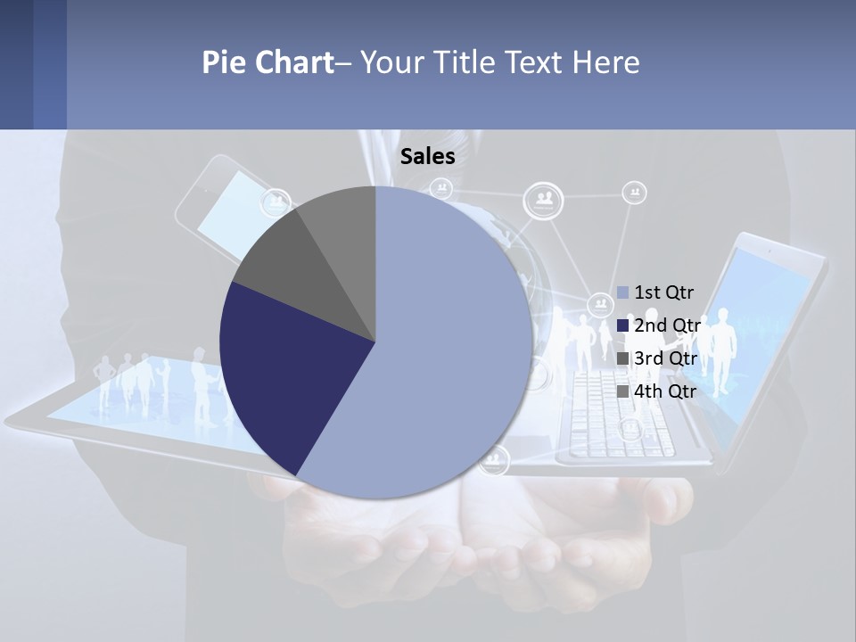 A Man In A Suit Holding A Tablet With A World Map On It PowerPoint Template