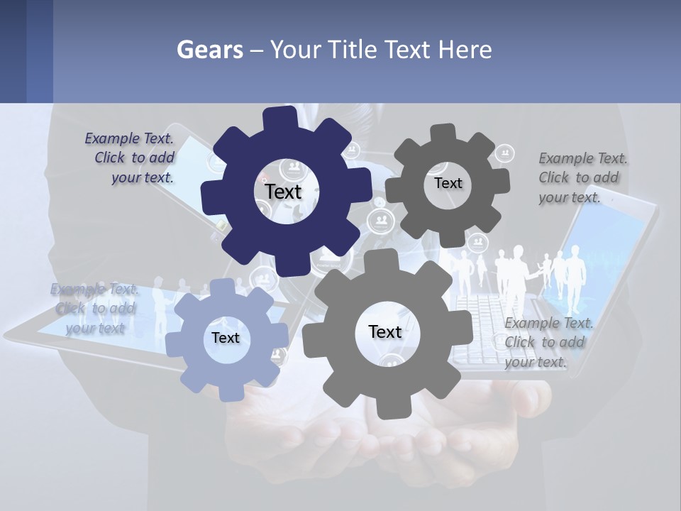 A Man In A Suit Holding A Tablet With A World Map On It PowerPoint Template