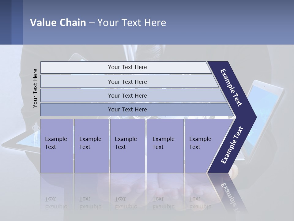 A Man In A Suit Holding A Tablet With A World Map On It PowerPoint Template
