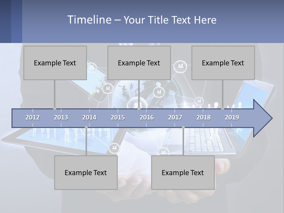 A Man In A Suit Holding A Tablet With A World Map On It PowerPoint Template
