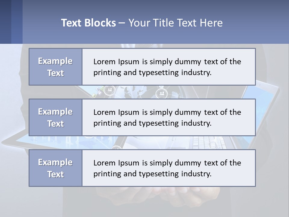 A Man In A Suit Holding A Tablet With A World Map On It PowerPoint Template