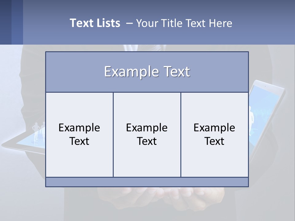 A Man In A Suit Holding A Tablet With A World Map On It PowerPoint Template